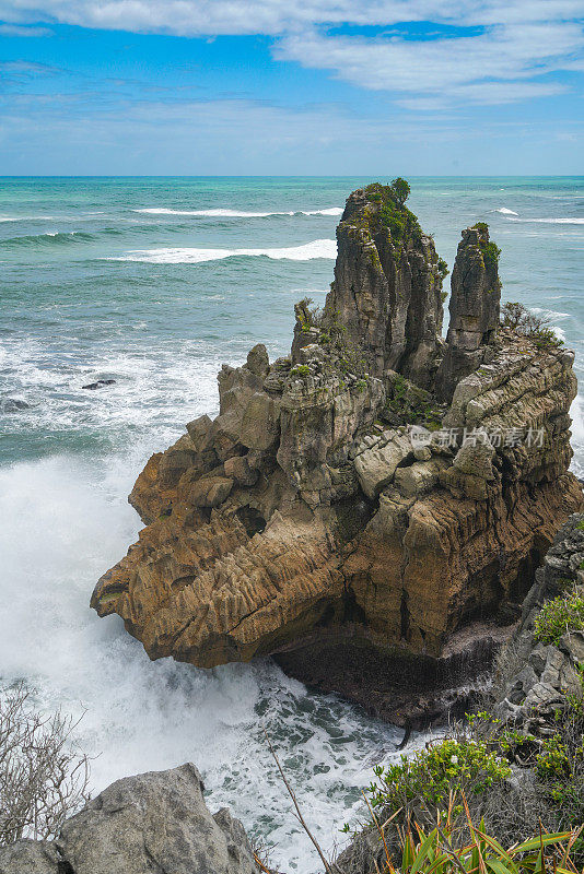 Punakaiki Pancake Rocks and Blowholes Walk, Paparoa国家公园，新西兰